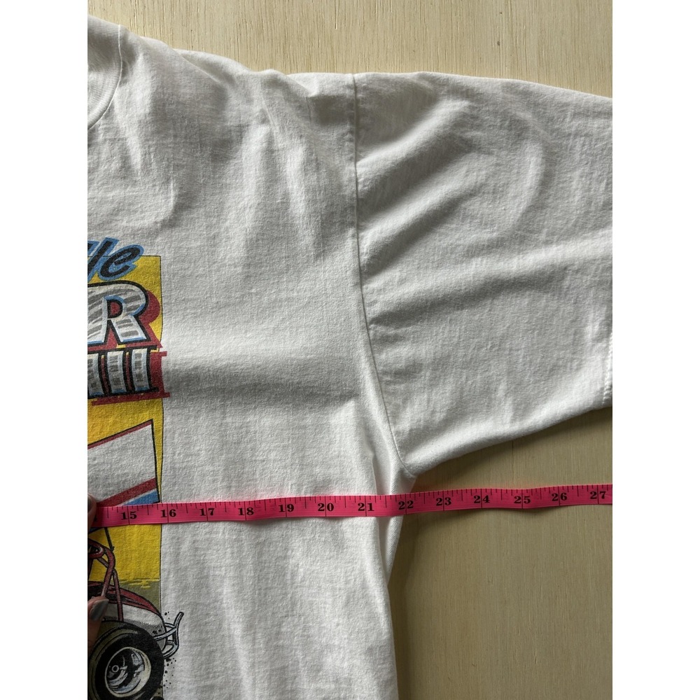Vintage 90s Jerzees Shirt Mens XL White Lernerville Silver Cup 94 Racing Tee - Picture 5 of 7